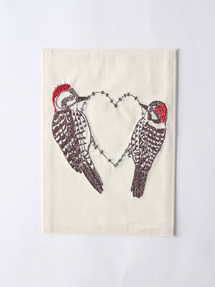 刺繍カード Woodpecker Love