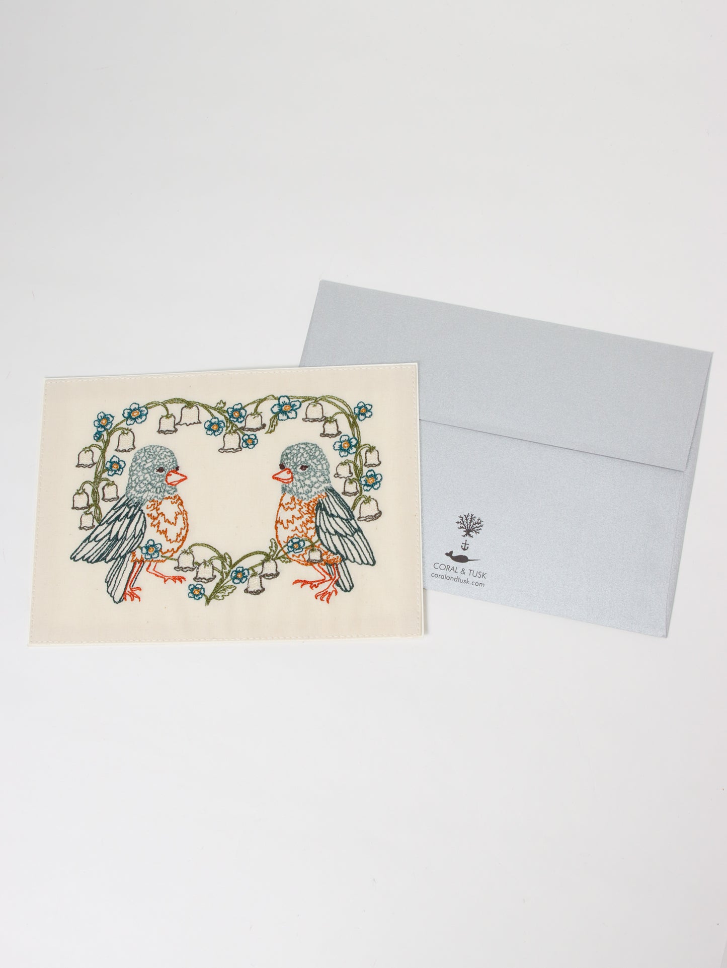 刺繍カード Lily Love Birds