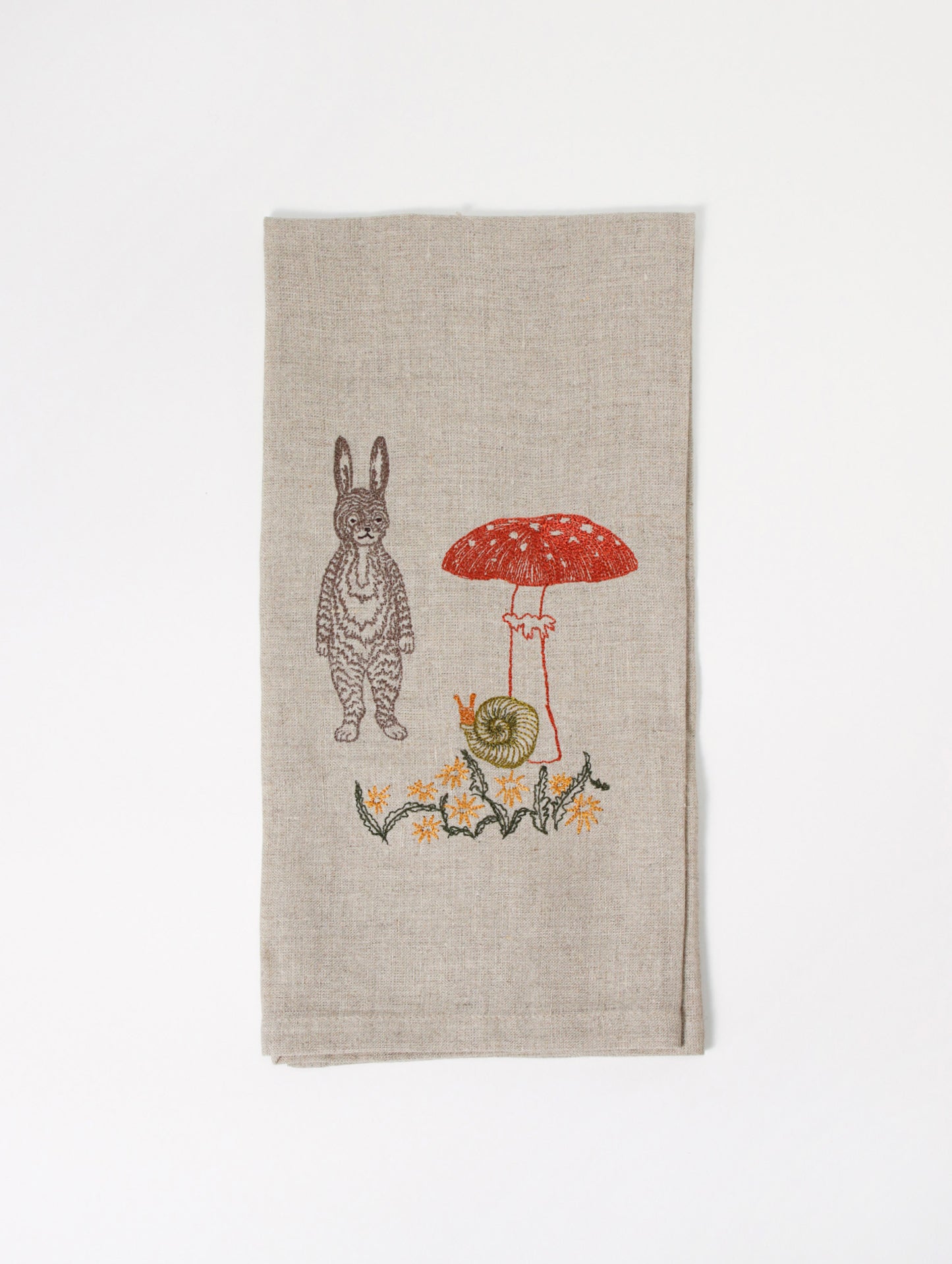 ティータオル Bunny with Mushrooms