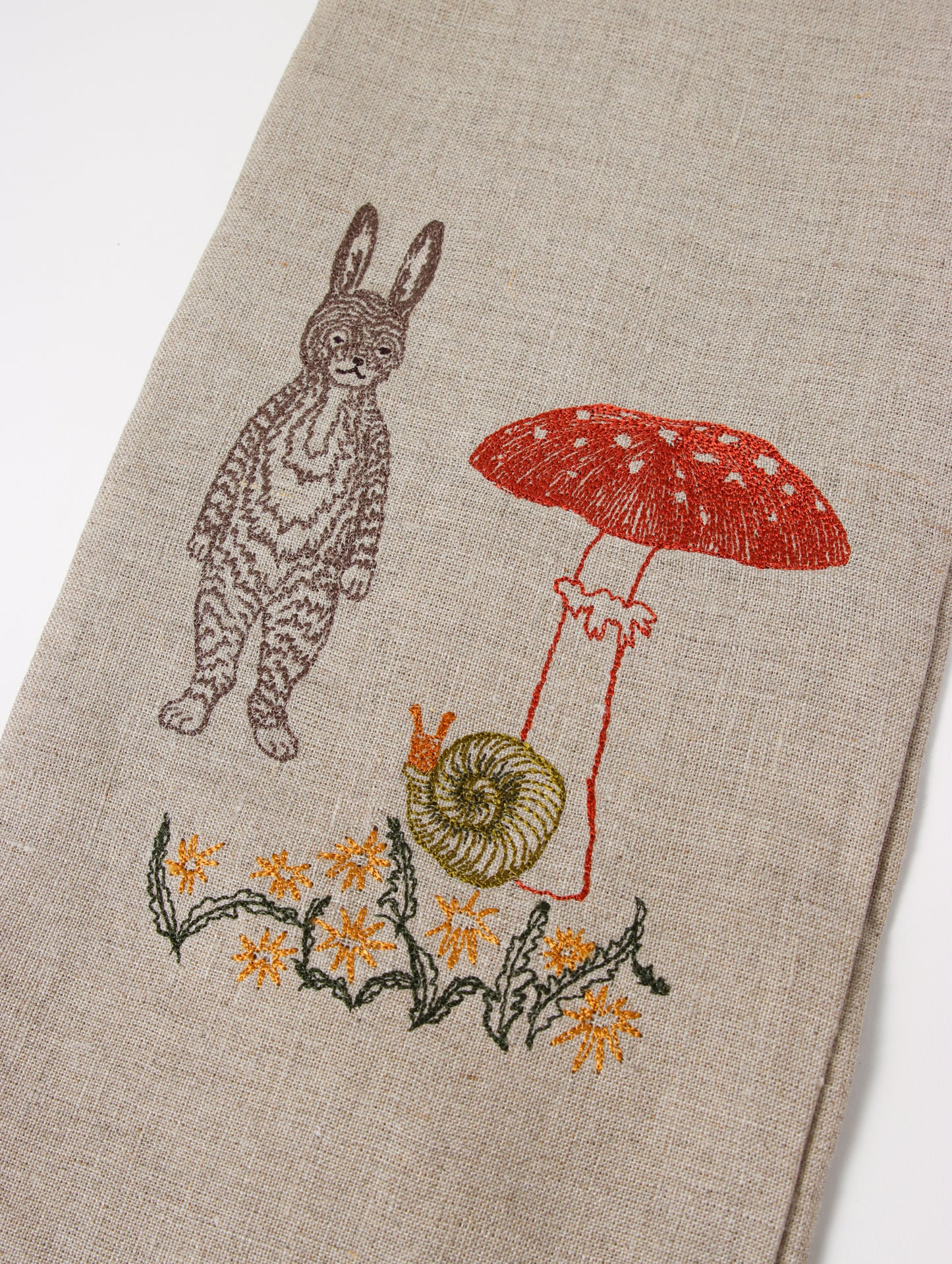 ティータオル Bunny with Mushrooms