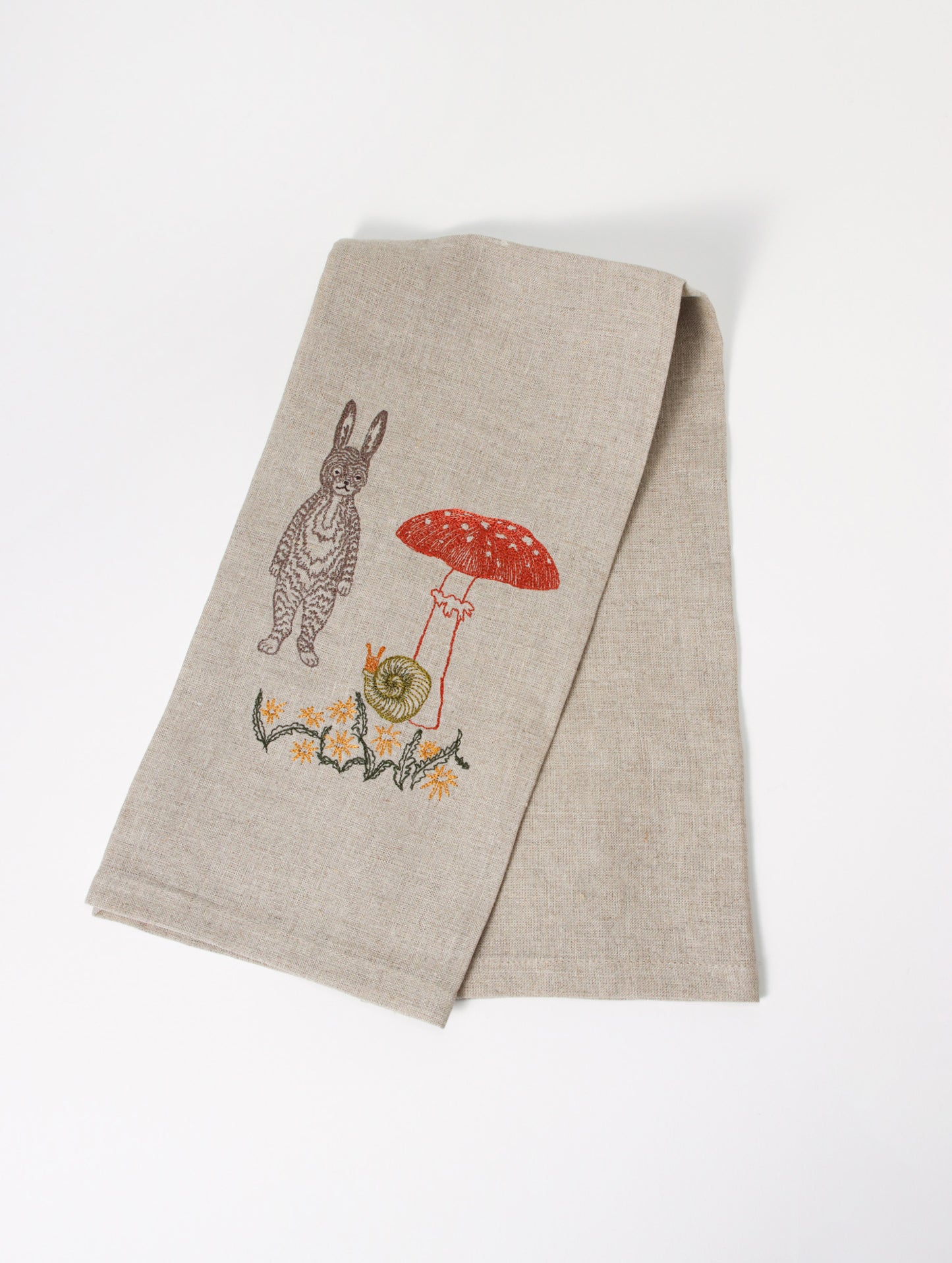 ティータオル Bunny with Mushrooms