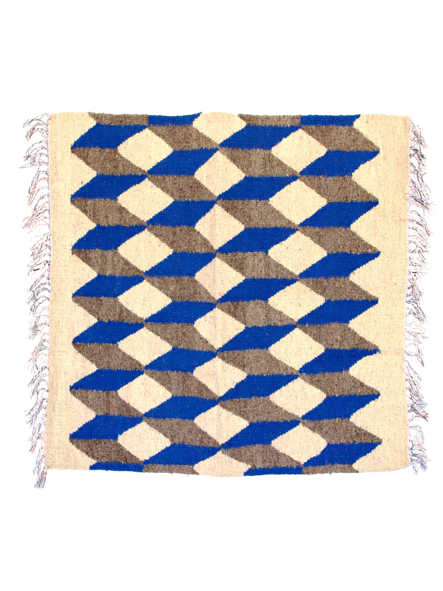 <PO PARIS> ラグ Petit kilm "Kub" 80×80cm ブルー