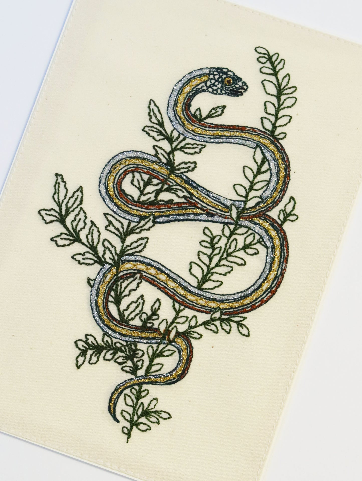 刺繍カード Garter Snake