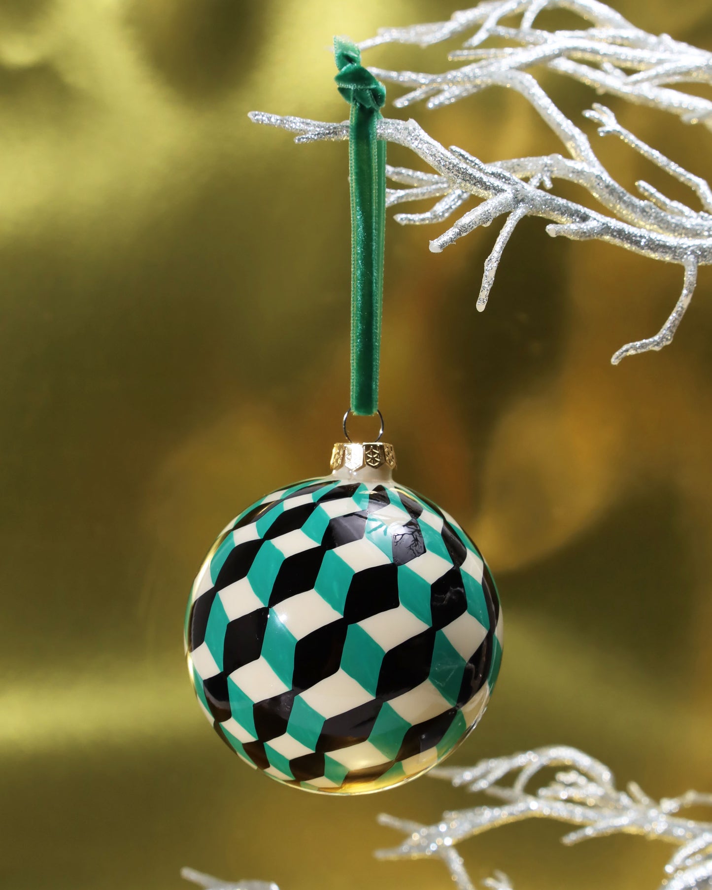 オーナメント TUMBLING BLOCK BAUBLE - GREEN MEDIUM