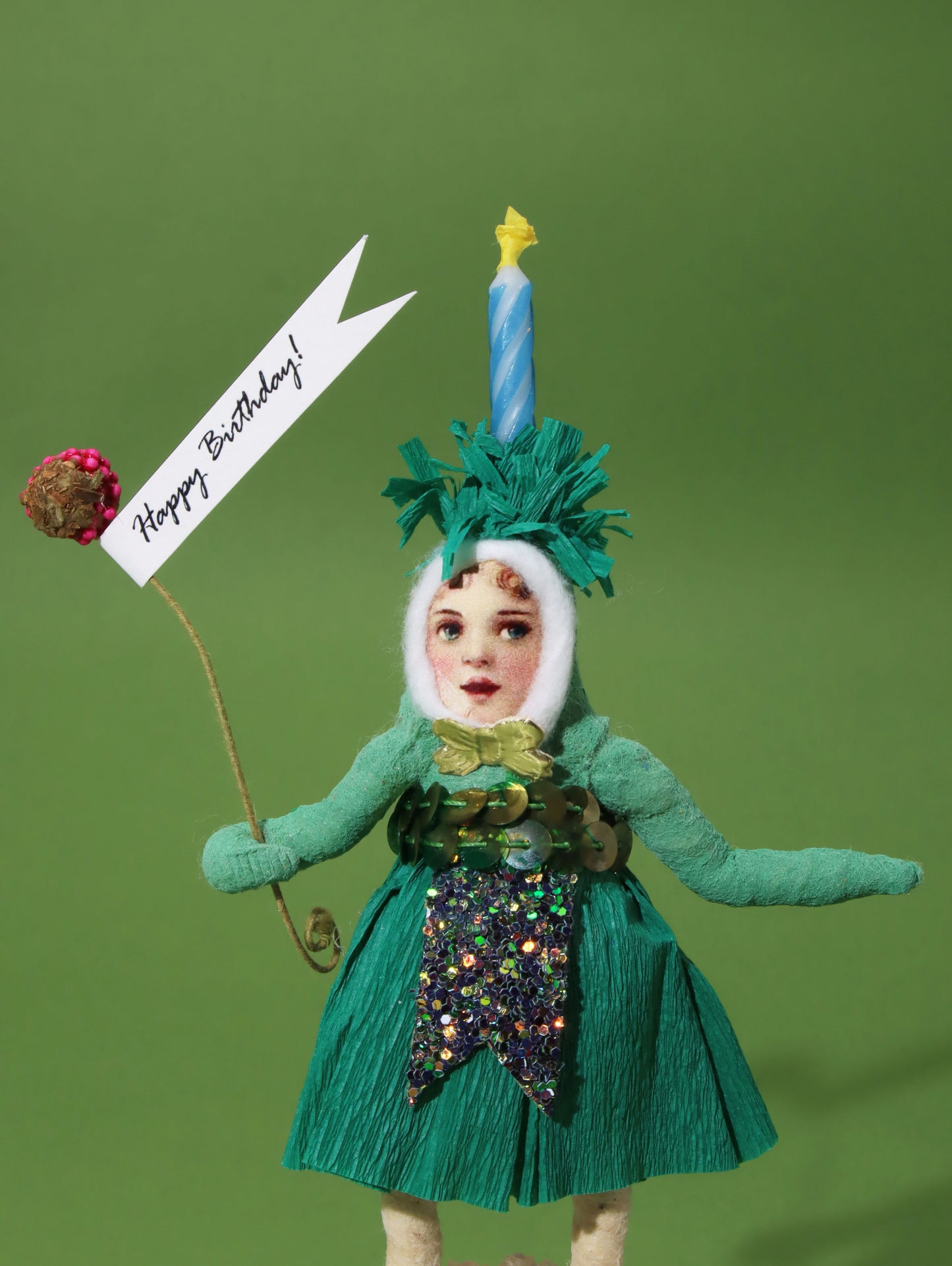 オブジェ GREEN BIRTHDAY GIRL CUPCAKE
