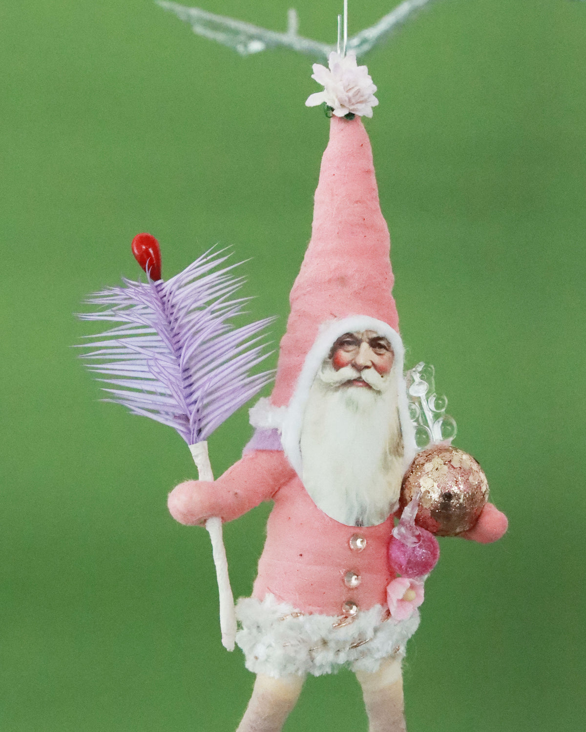 オーナメント Pink Santa Goose Feather