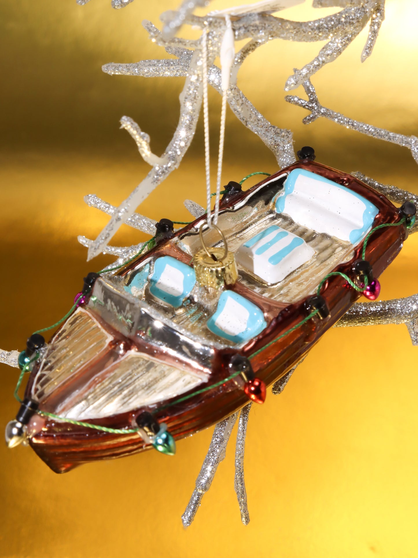 オーナメント WOODEN MOTORBOAT LIGHT GARLAND