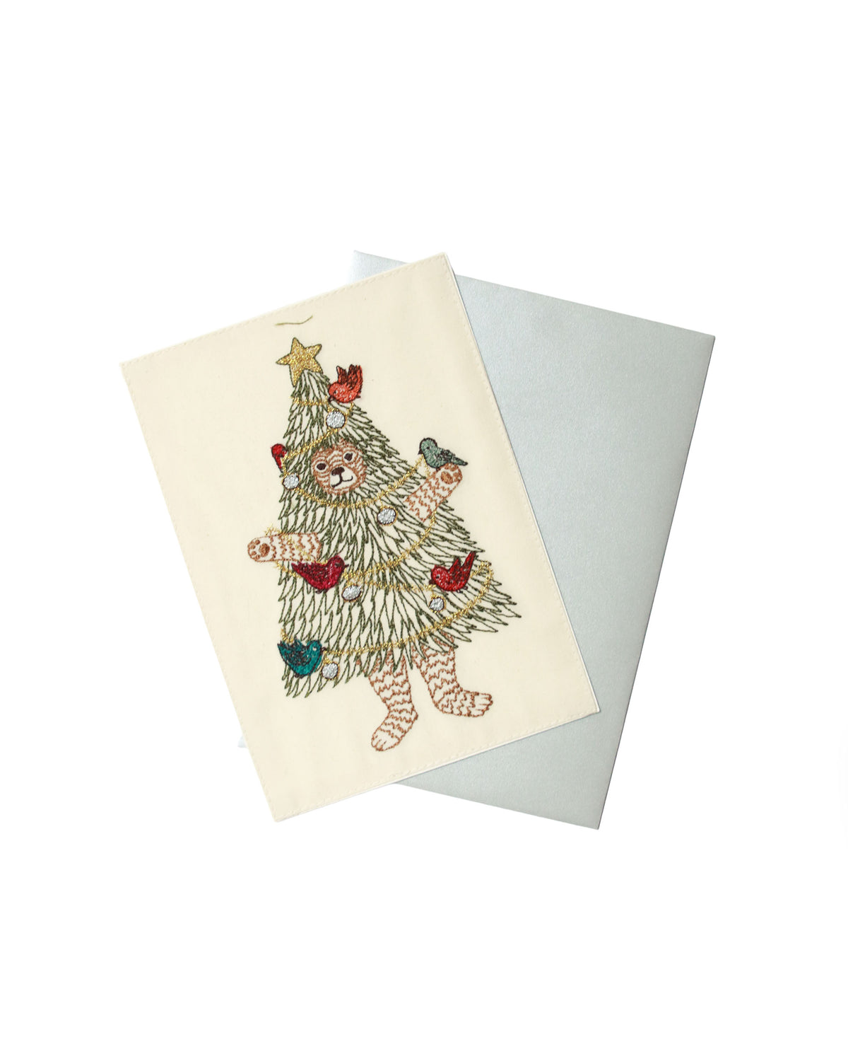 刺繍ポストカード Christmas Tree Bear