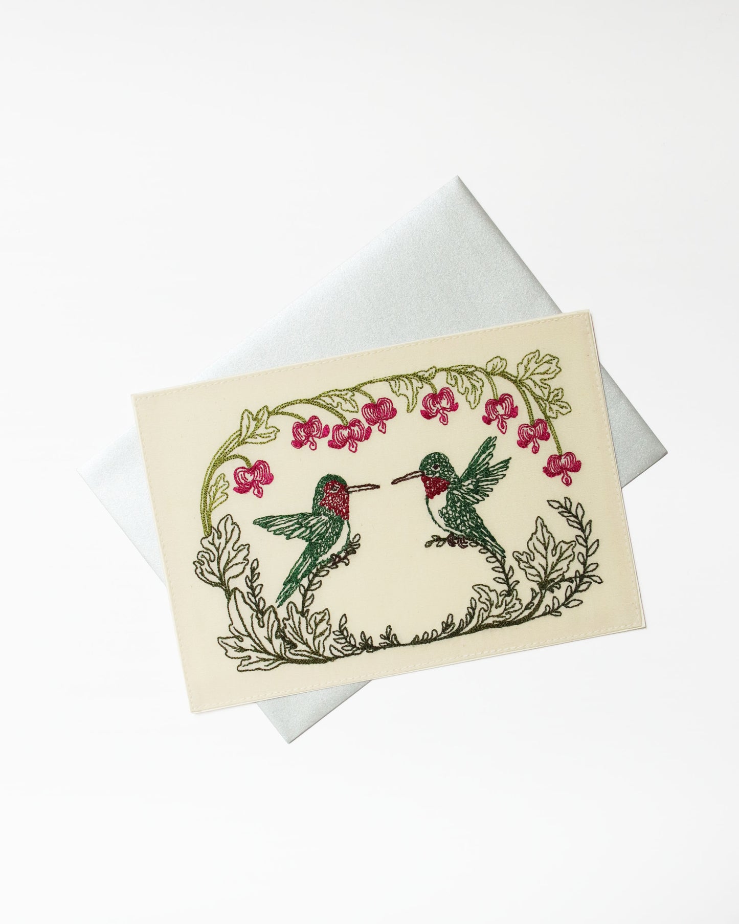 刺繍カード Hummingbird Hearts