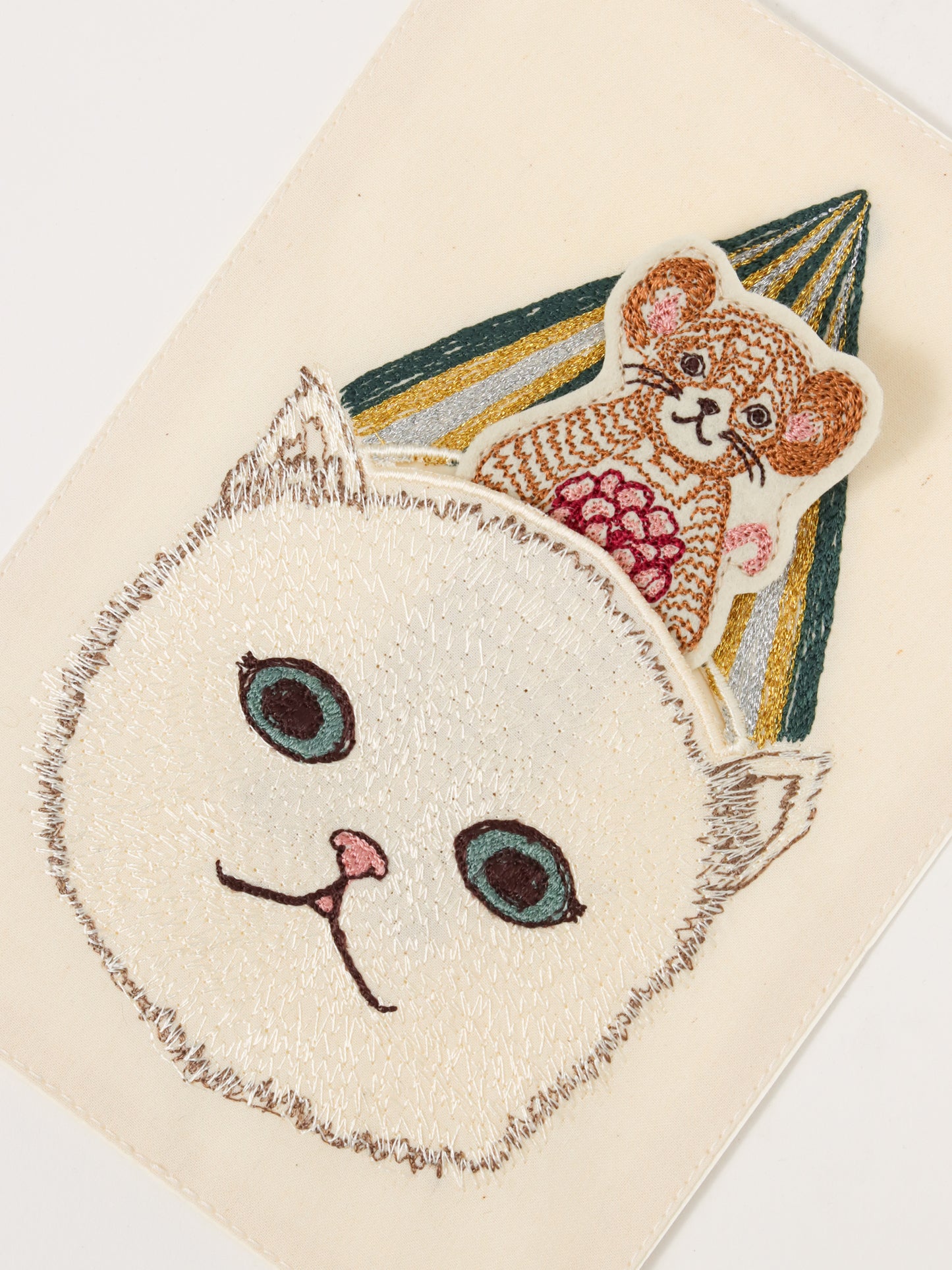 刺繍カード Baby Cat Birthday Surprise