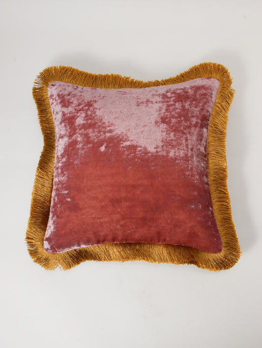 クッションカバー 30x30 Vintage Plum/Gold Fringe