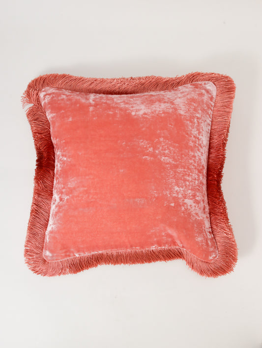 クッションカバー 30x30 Sorbet Pink/Peach Rose Fringe