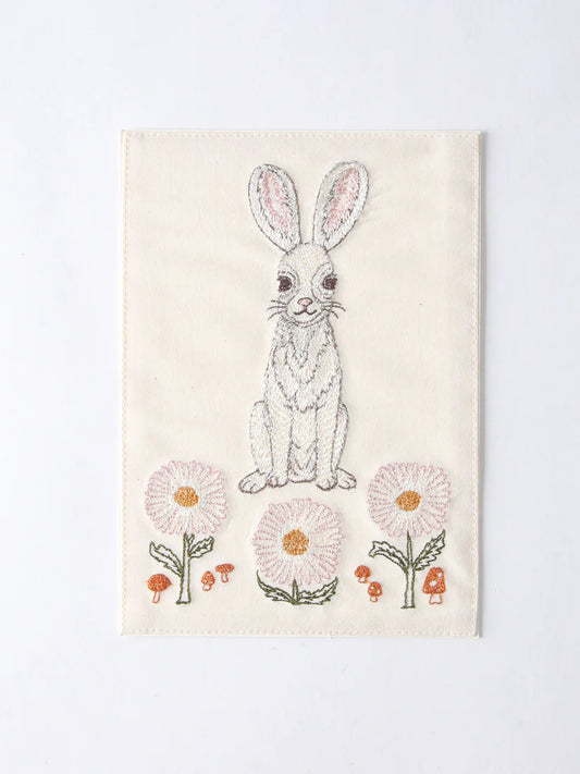 刺繍カード Bunny and Daisies