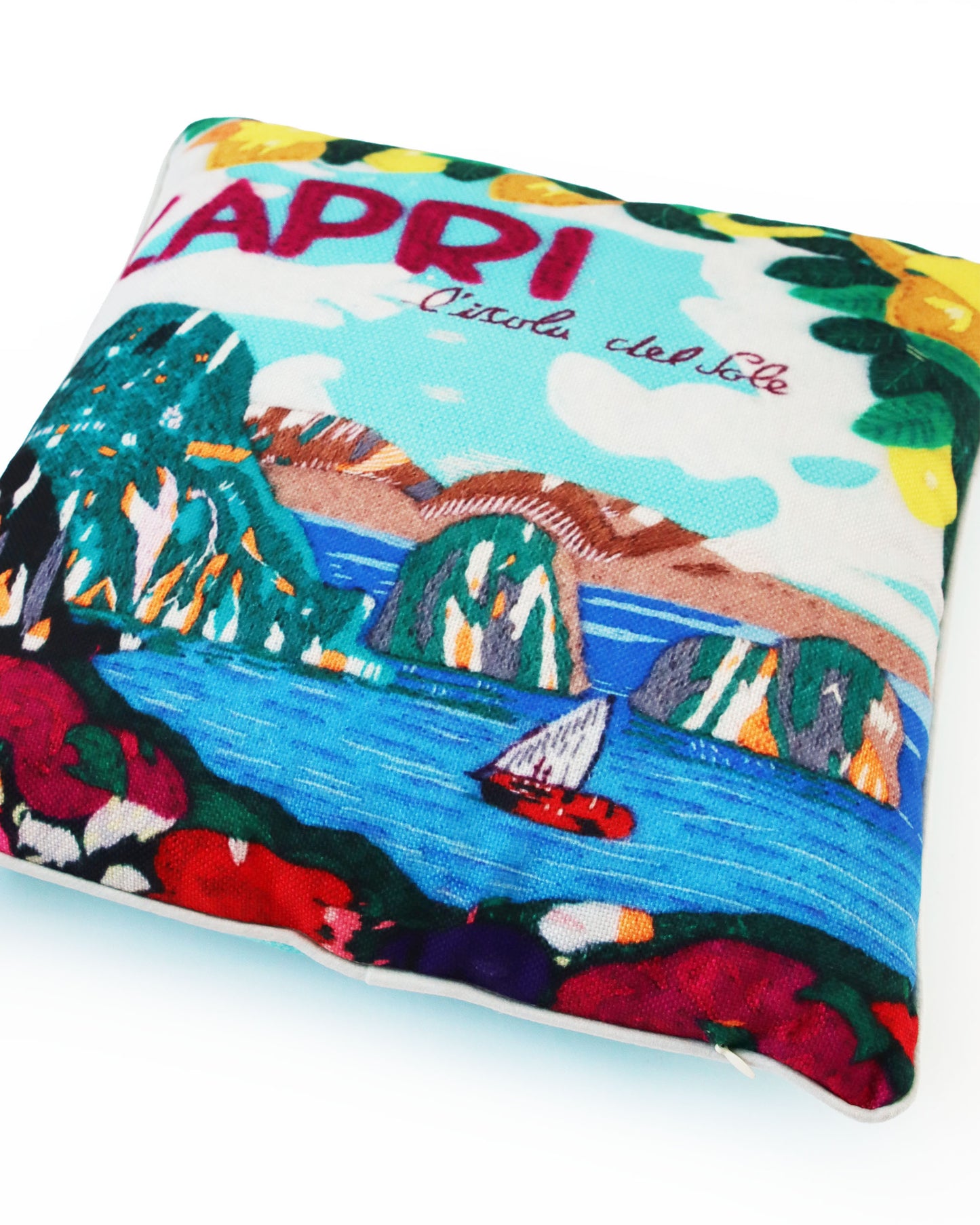 <Olympia Le-Tan> クッション 40×40 Capri, Island of the Sun