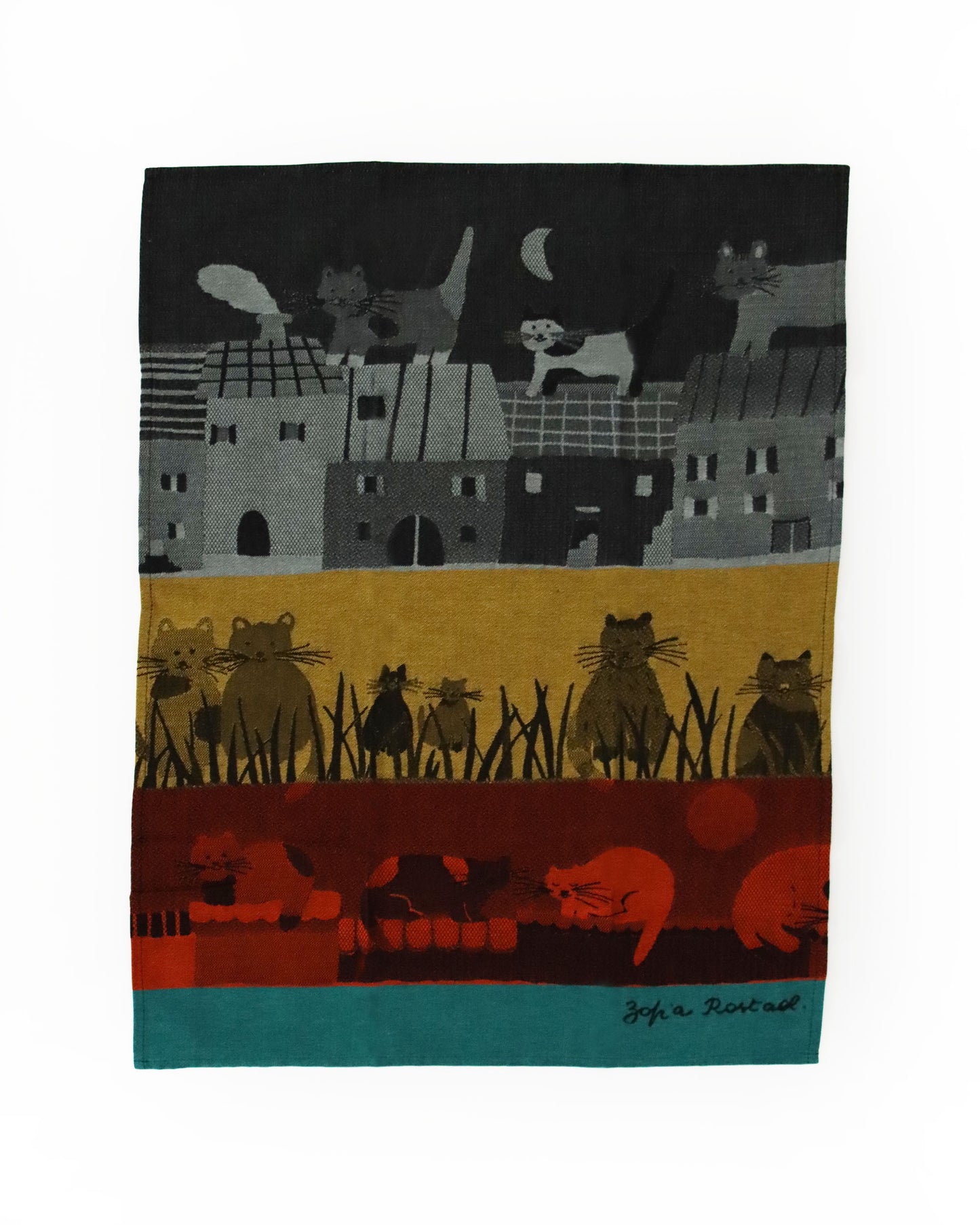<TISSAGE MOUTET> ティータオル LA NUIT DES CHATS