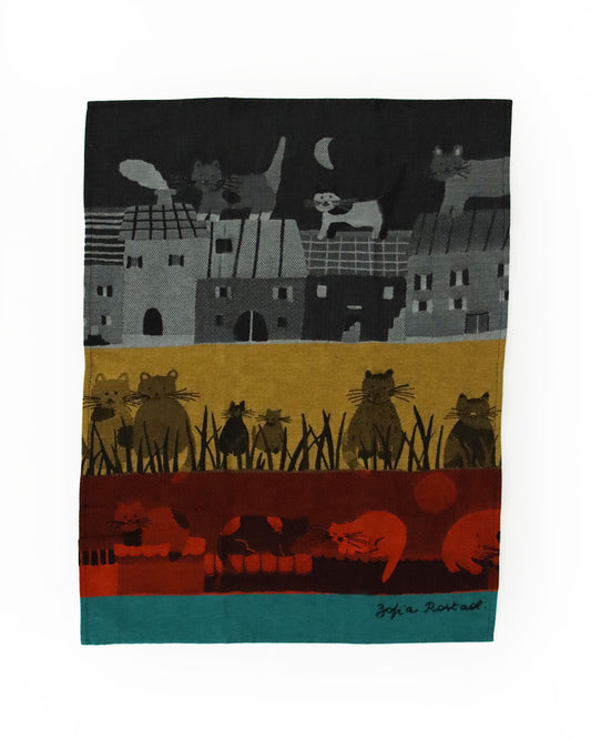 <TISSAGE MOUTET> ティータオル LA NUIT DES CHATS