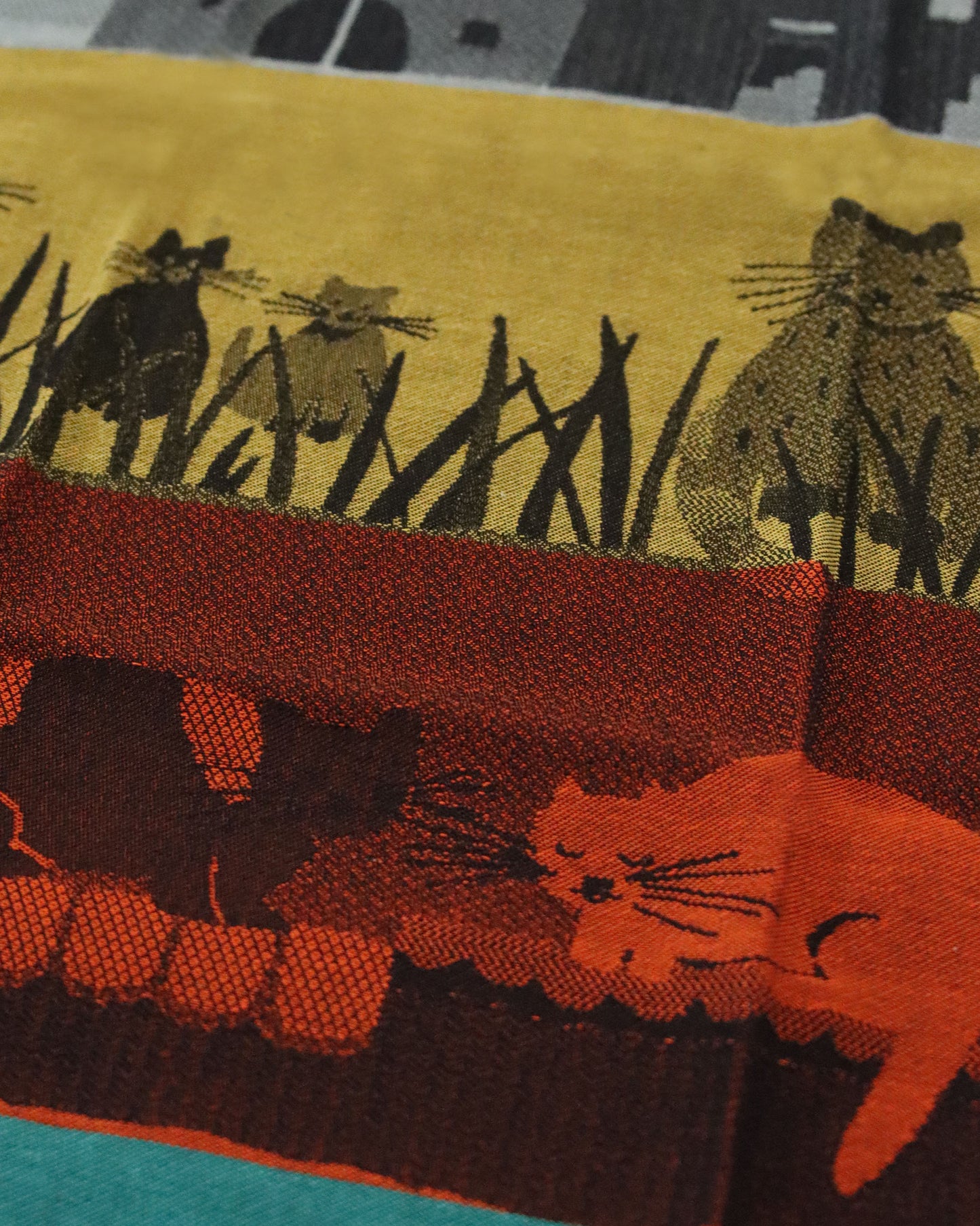 <TISSAGE MOUTET> ティータオル LA NUIT DES CHATS