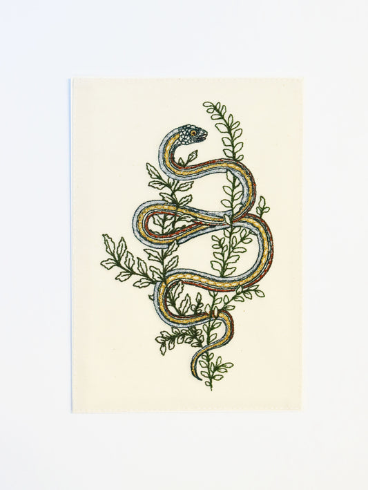 刺繍カード Garter Snake