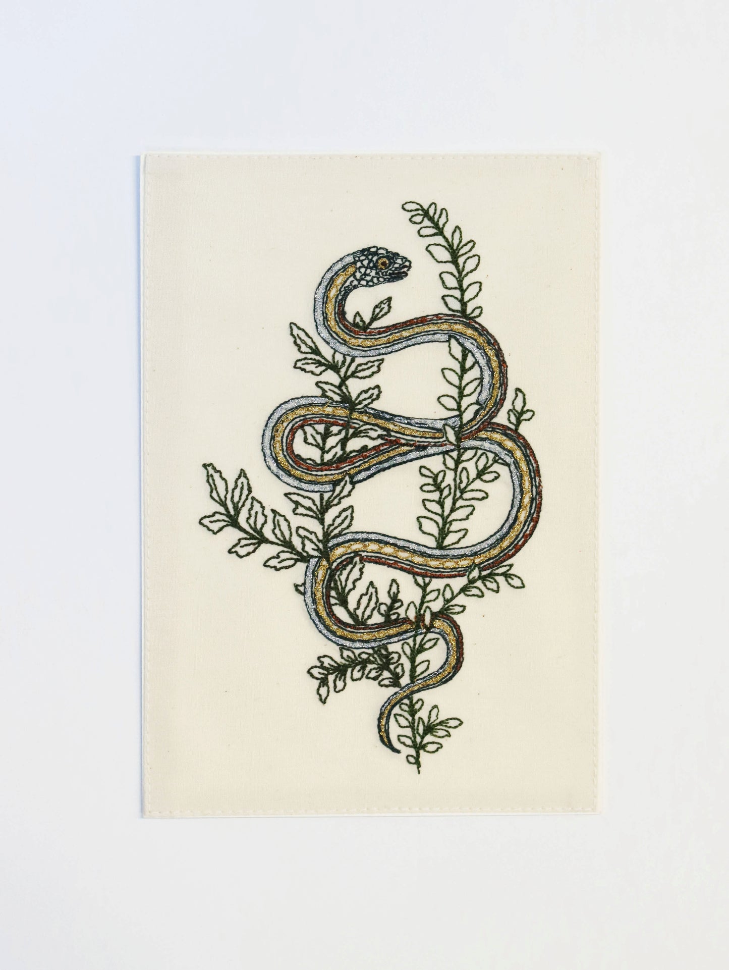 刺繍カード Garter Snake