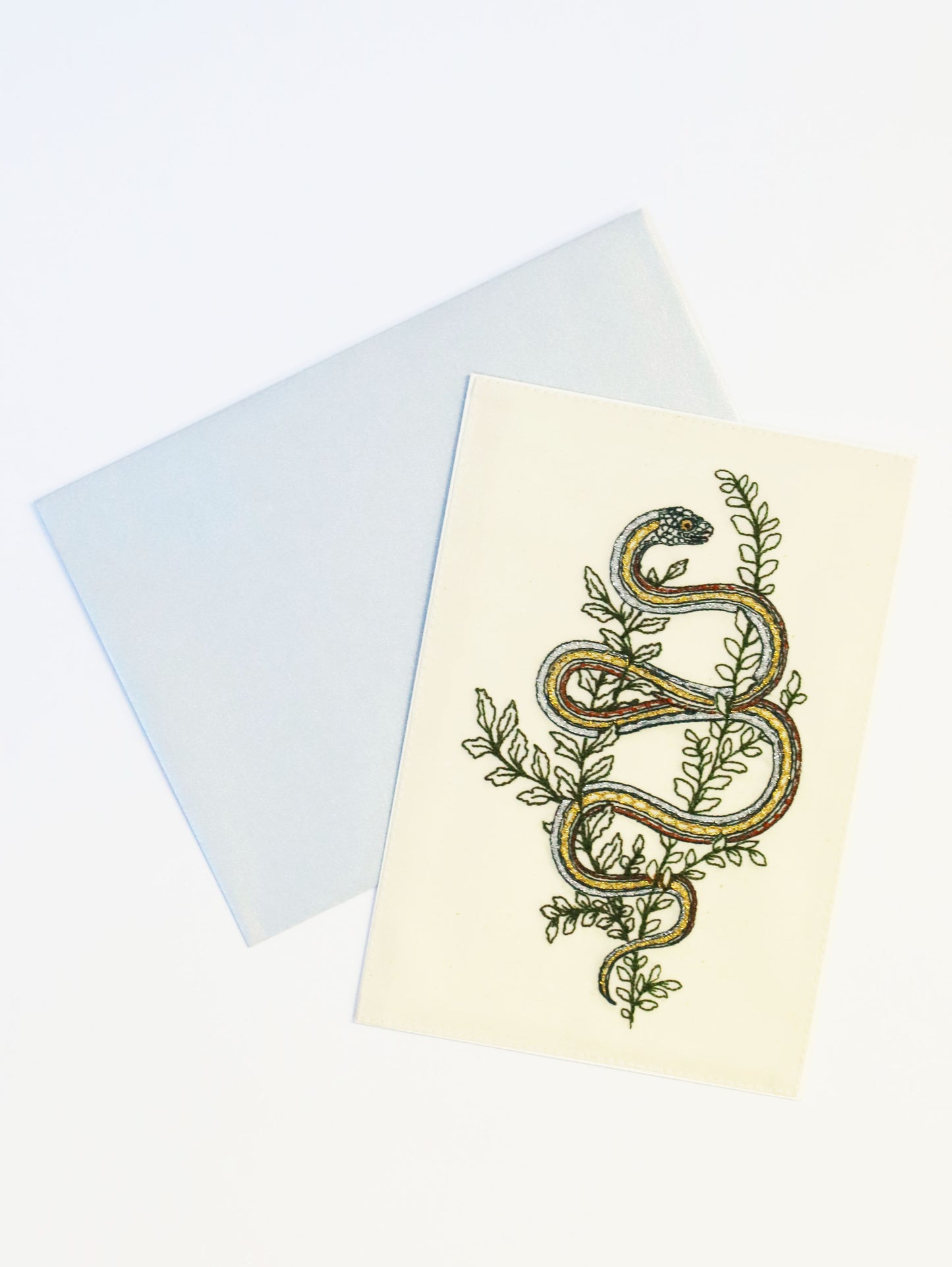刺繍カード Garter Snake