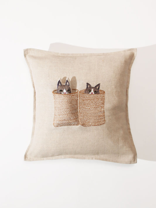 クッションカバー 30x30 Basket Cats