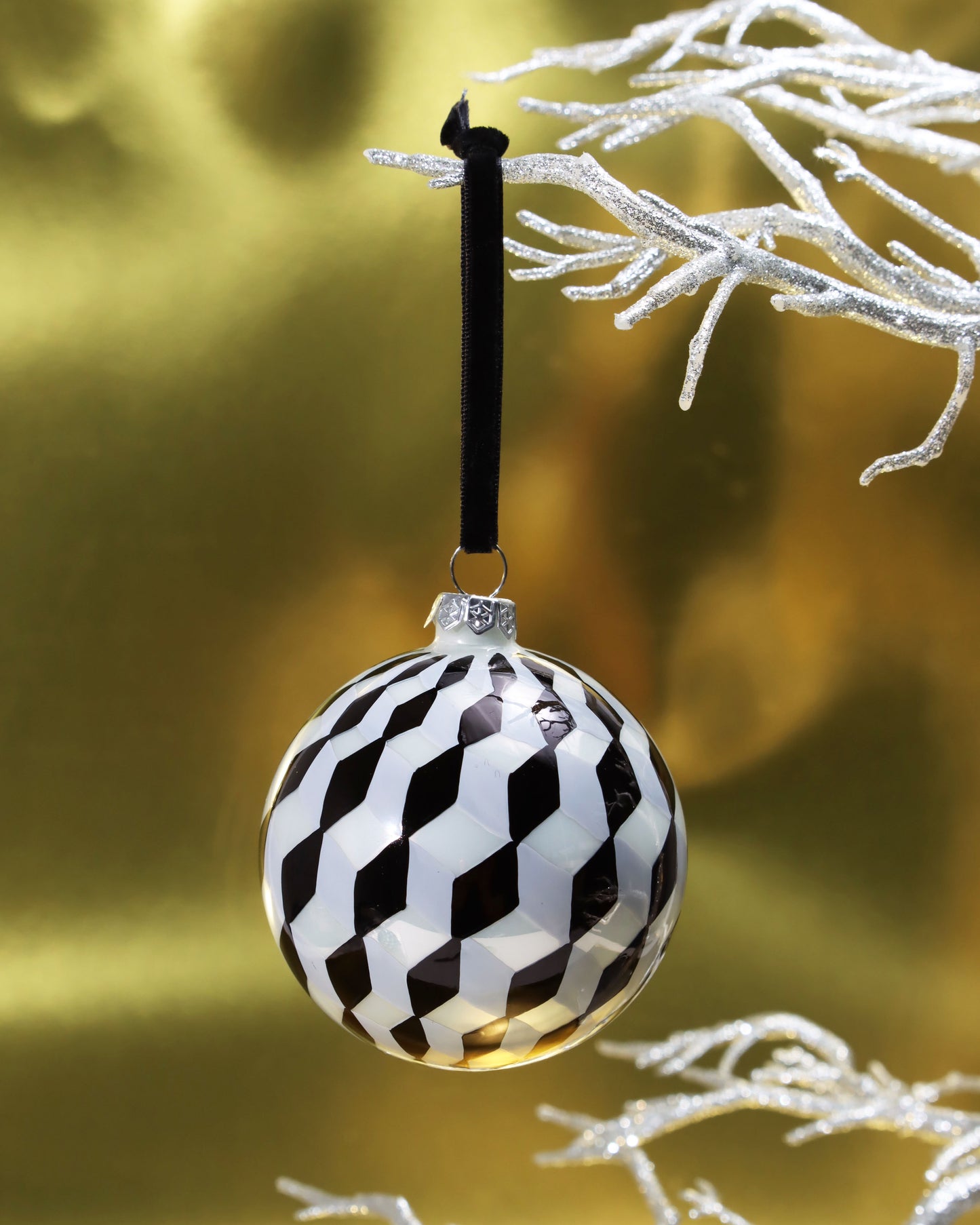 オーナメント TUMBLING BLOCK BAUBLE - BLACK MEDIUM