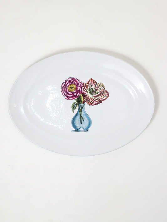 John Derian Blue Vase with Flowers プラッター 41cm