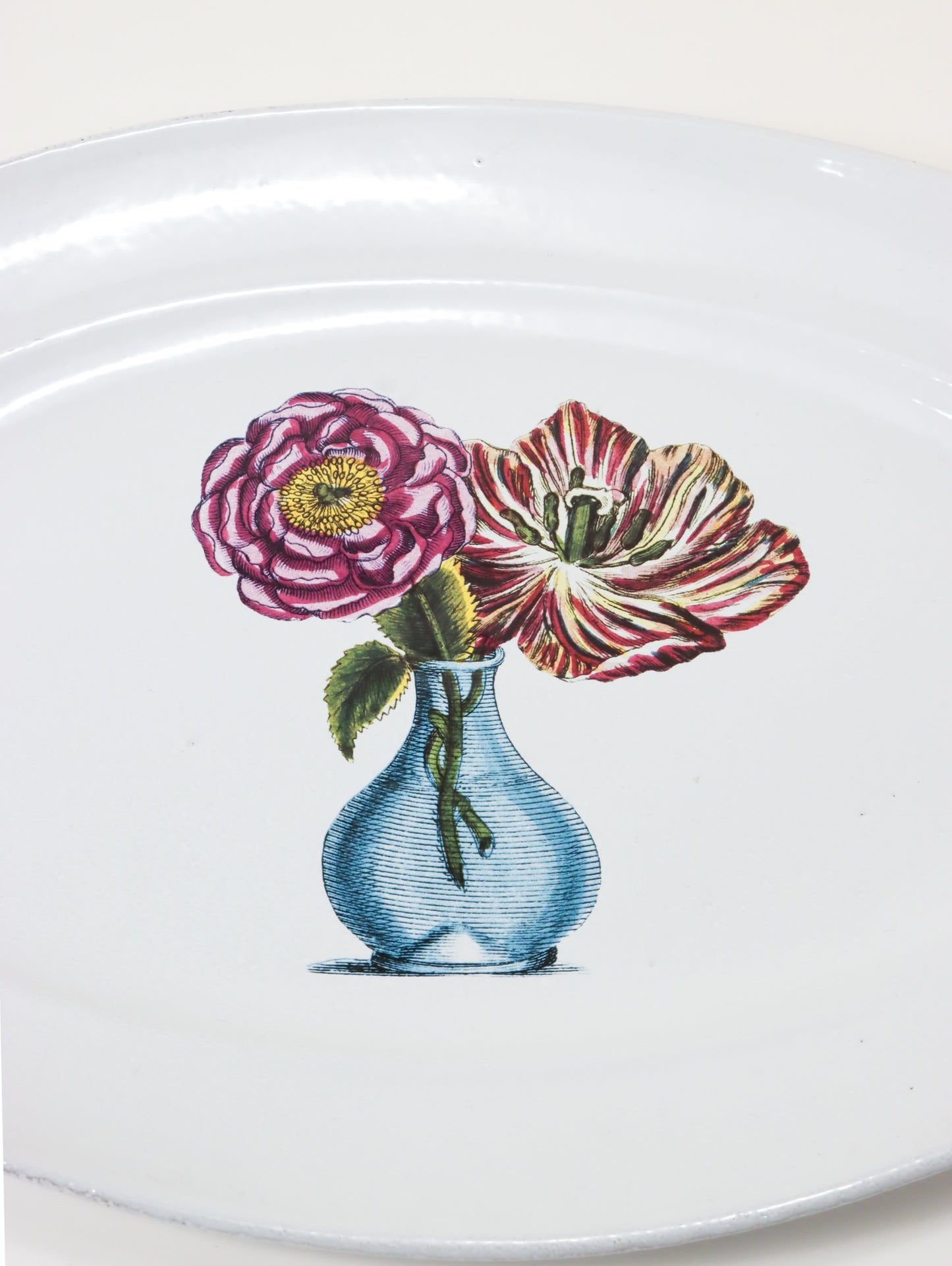 John Derian Blue Vase with Flowers プラッター 41cm