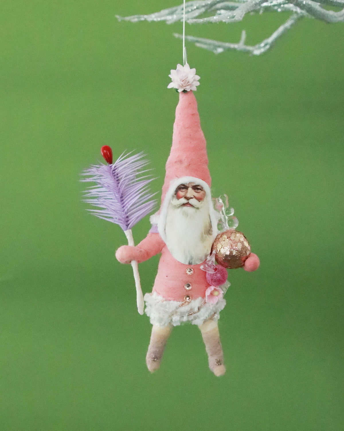 オーナメント Pink Santa Goose Feather
