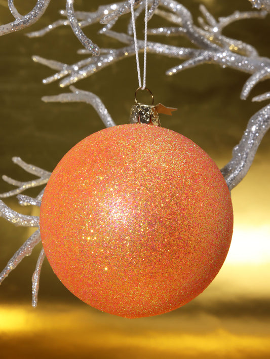 オーナメント BAUBLE GLASS PINK NEON W/SEQUINS