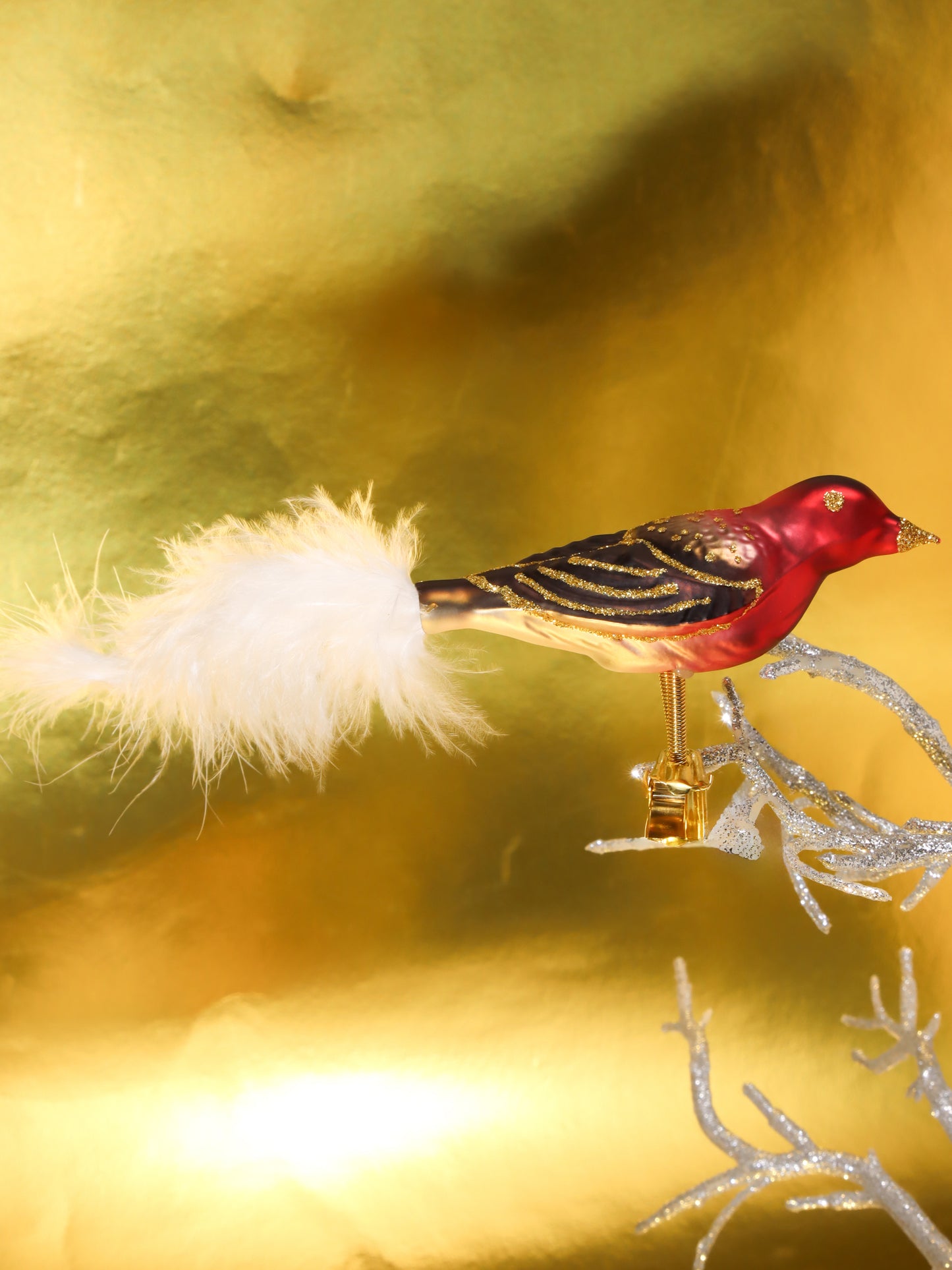 オーナメント Bird, Red, Siver and Gray