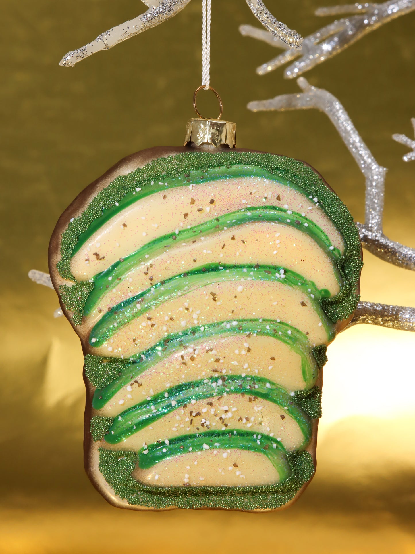 オーナメント BAUBLE GLASS HARD PINK HOLOGRAM GLITTERS ALLOVER