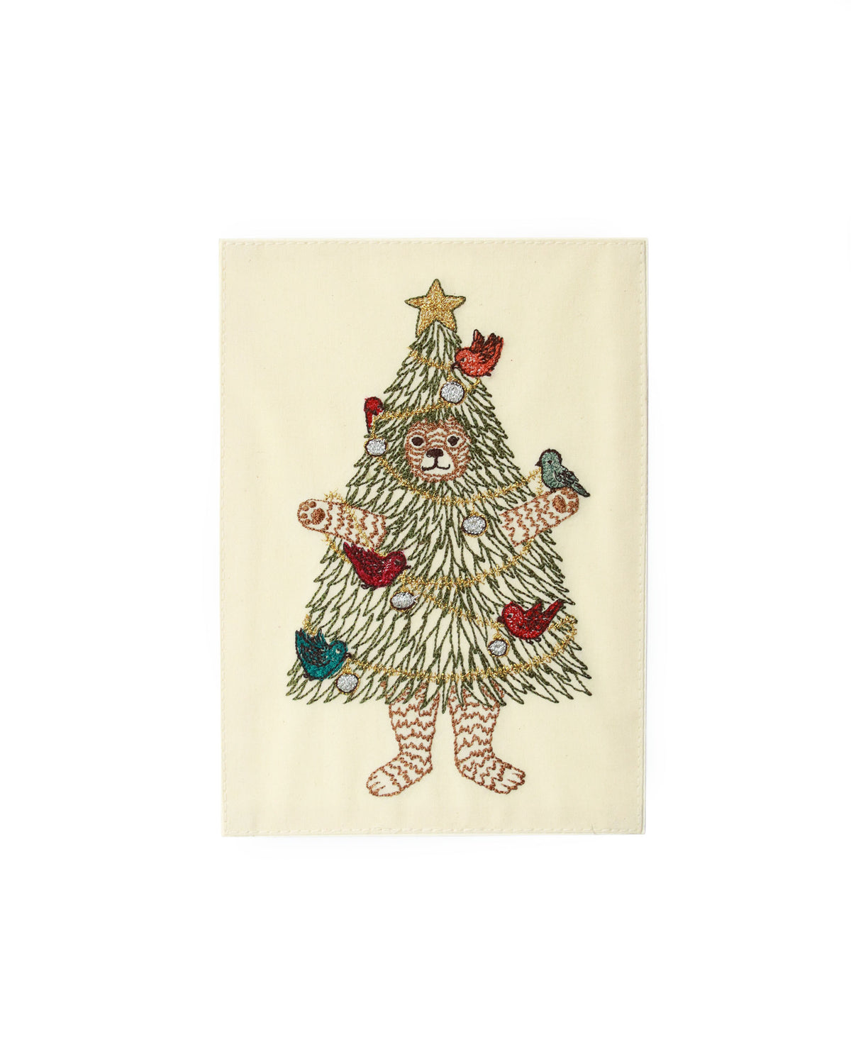 刺繍ポストカード Christmas Tree Bear