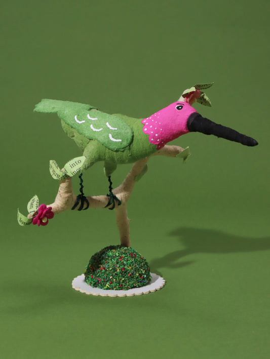 オーナメント HUMMINGBIRD ON TREE BRANCH FIGURE