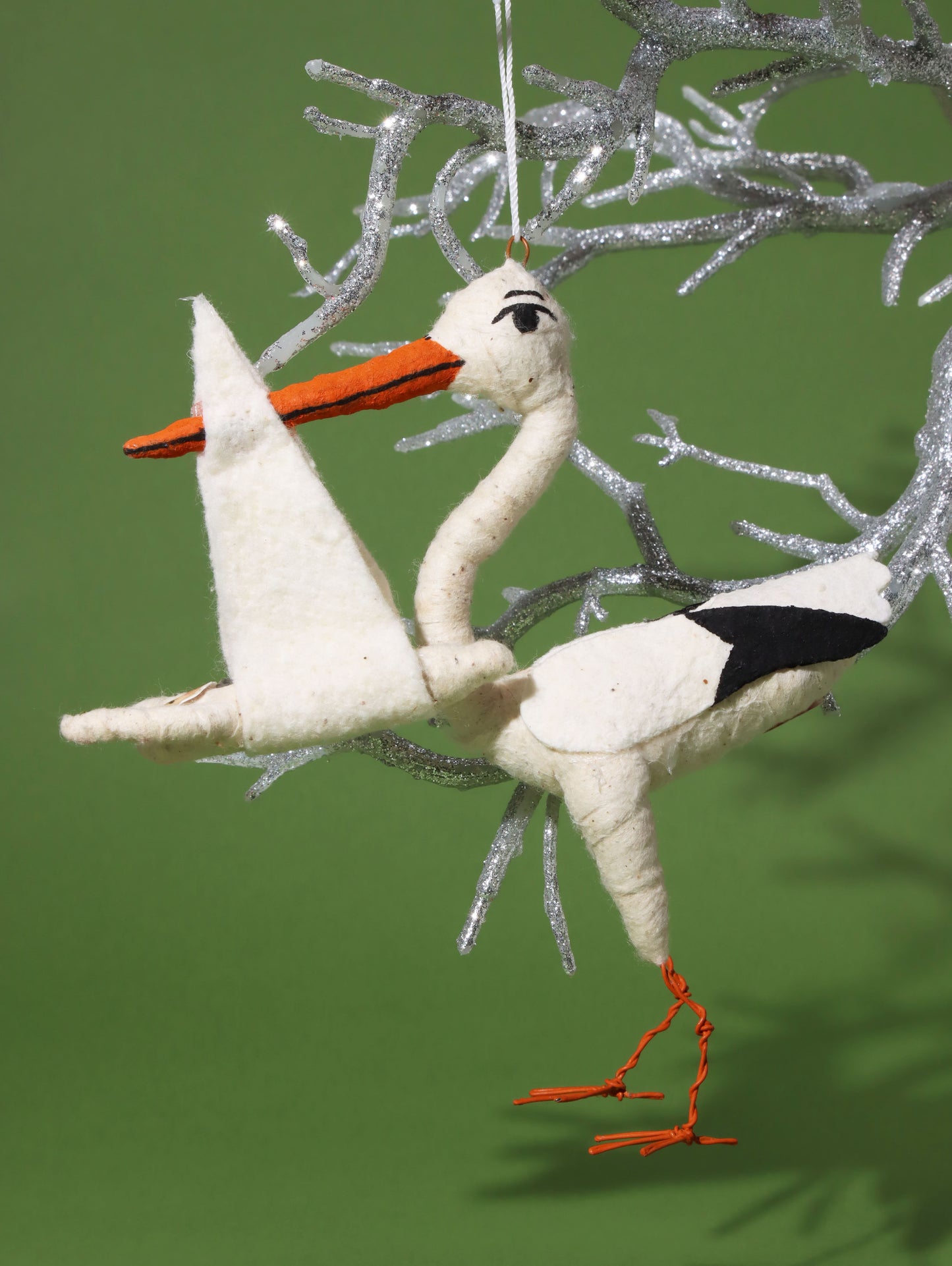 オーナメント Standing Stork W/Baby