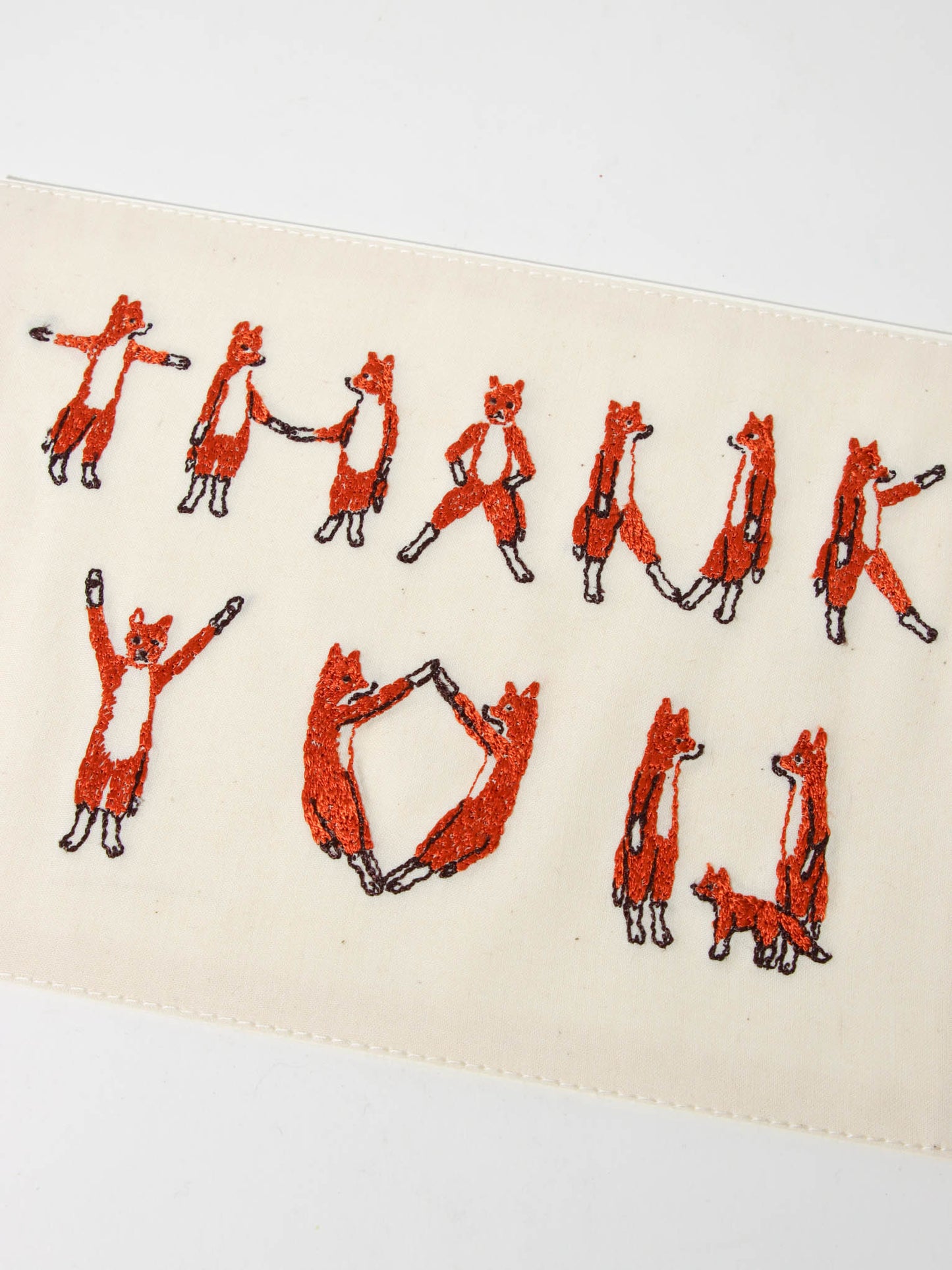 刺繍カード Thank you Foxes