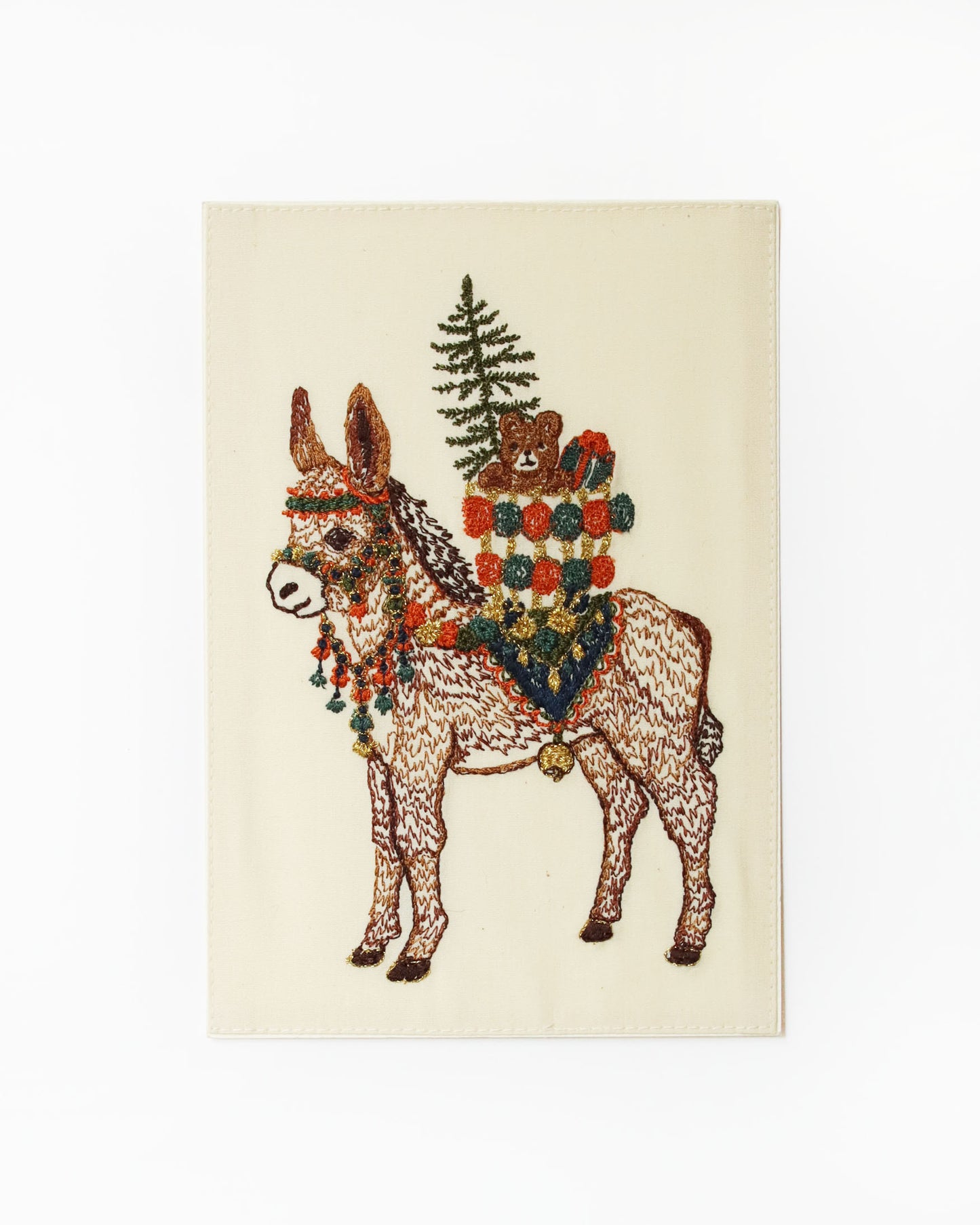 刺繍カード Christmas Donkey