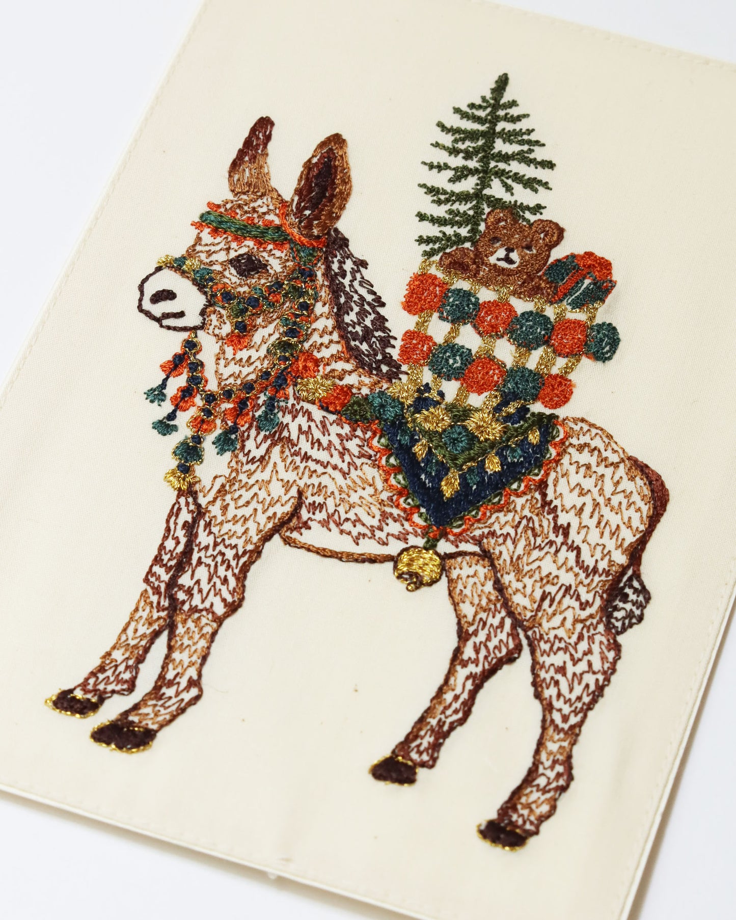 刺繍カード Christmas Donkey
