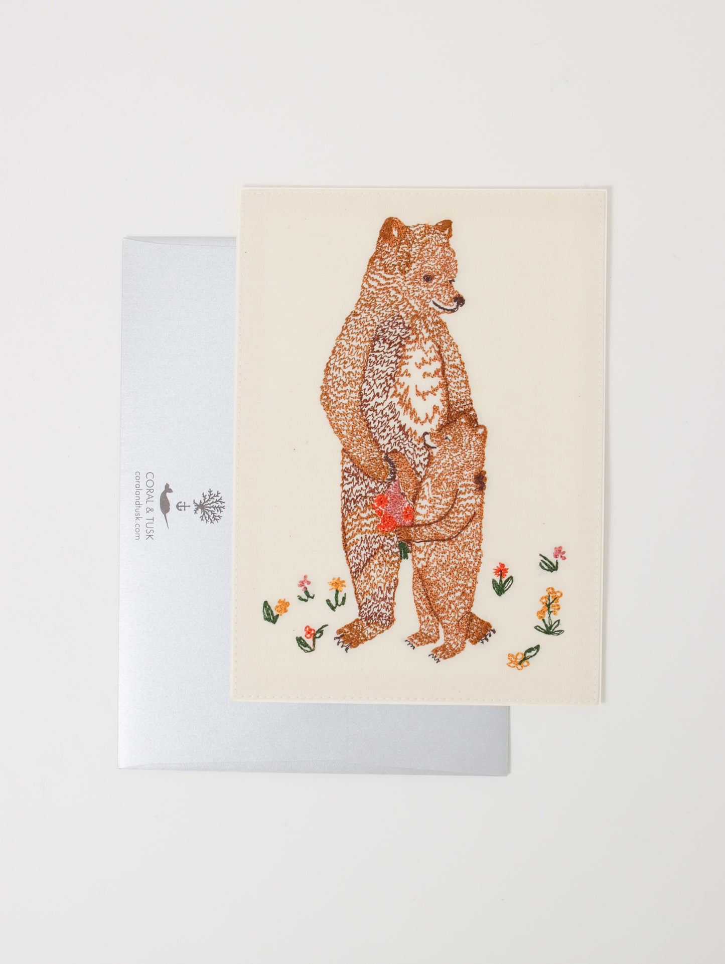 刺繍カード Mama Bear and Cub
