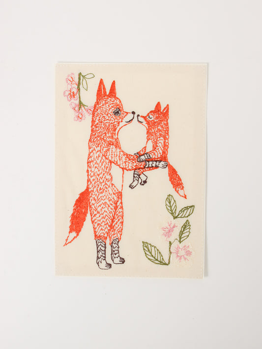 刺繍カード Fox Mama