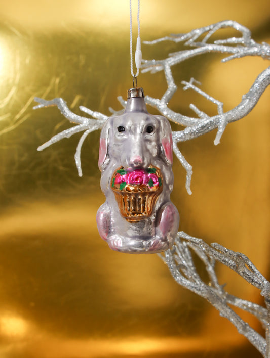 オーナメント CHIEN AVEC FLEUR