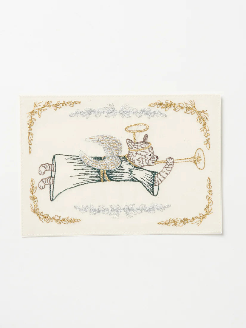刺繍カード Angel Cat