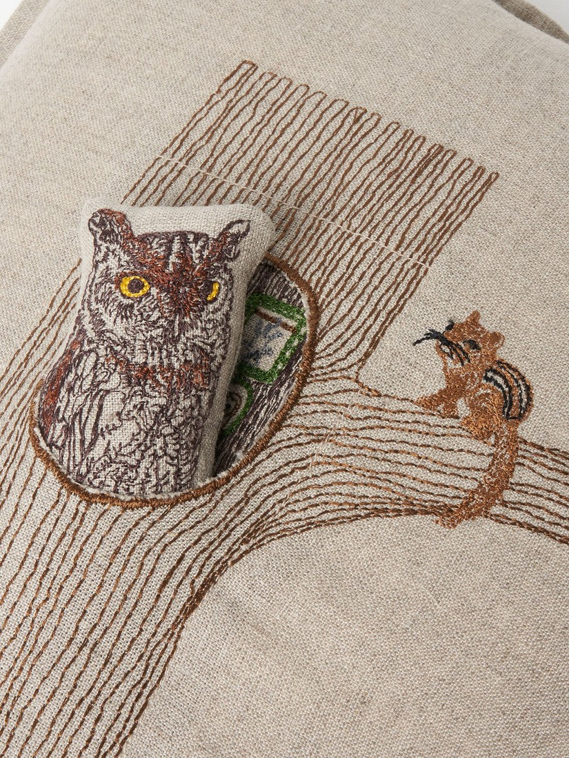 ポケットクッションカバー 30x40 Owl in Tree